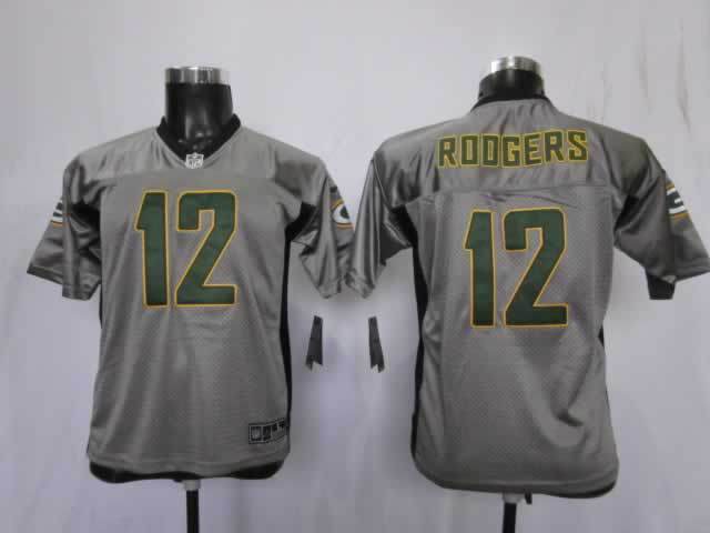 Youth Green Bay Packers #12 Rodgers Grey Nike NFL Jerseys